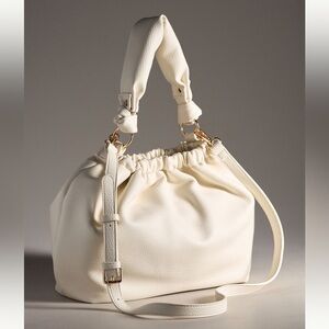 Anthropologie - Mali + Lili Nala Scrunched Faux Leather Bag Ivory Crossbody NWT